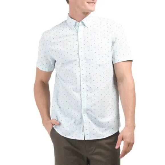 ORIGINAL PENGUIN Surf Spray Short Sleeve Dobby Woven Shirt Size: S NWT - Picture 1 of 4